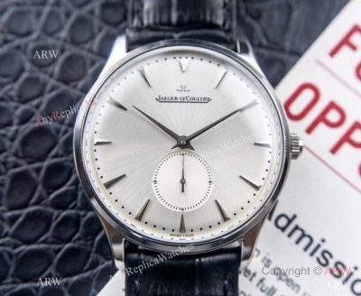 Swiss Replica Jaeger-LeCoultre Master Watch Silver Face Black Leather Strap